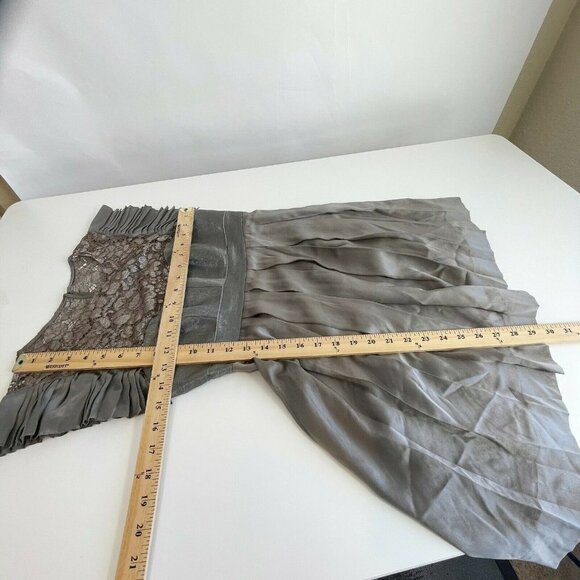 Development by Erica Davies Lace Silk Mini Cocktail Dress Gray 2 Flutter Sleeve - Picture 7 of 7